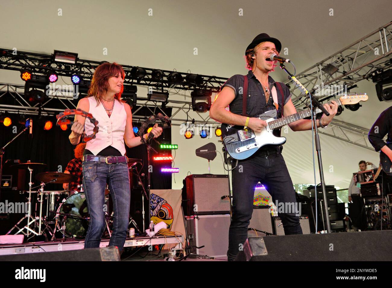 Chrissie Hynde and JP Jones of JP, Chrissie, and The Fairground Boys perform during the 2010