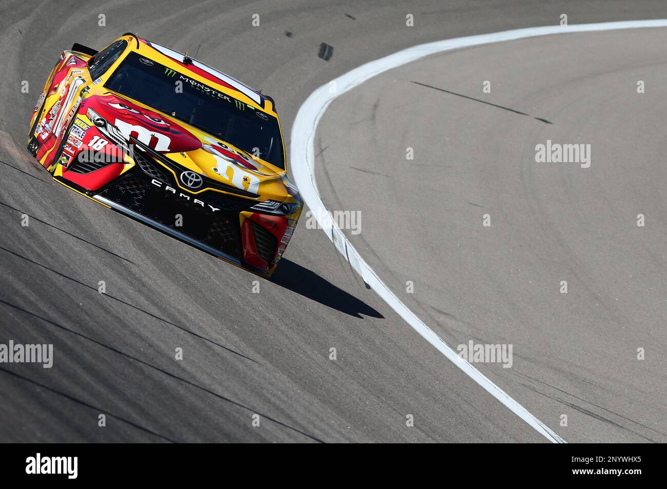 Kyle Busch (18) during practice for the NASCAR Go Bowling 400 race at  Kansas Speedway, Friday, May 12, 2017, in Kansas City, Kan. (Brett  Moist/NKP via AP) MANDATORY CREDIT Stock Photo - Alamy