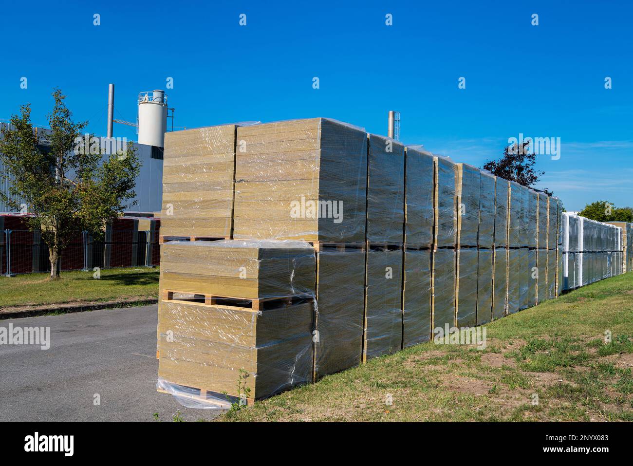 Stack of thermal insulation mineral boards or glass wool boards