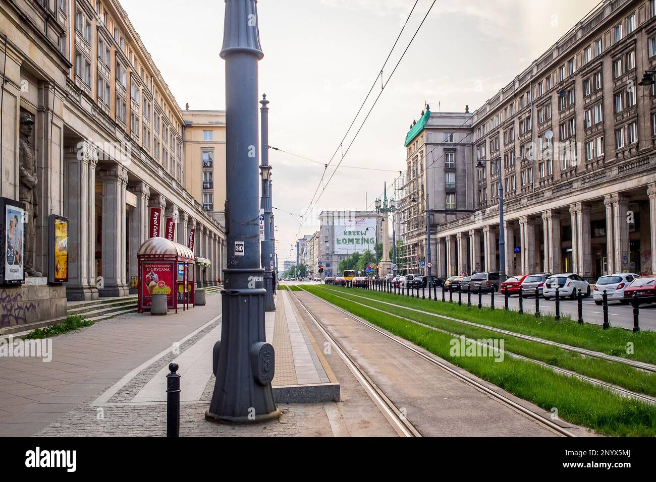 Ul.Marszalkowska street ,Communist architecture and urbanism, Warsaw, Poland Stock Photo