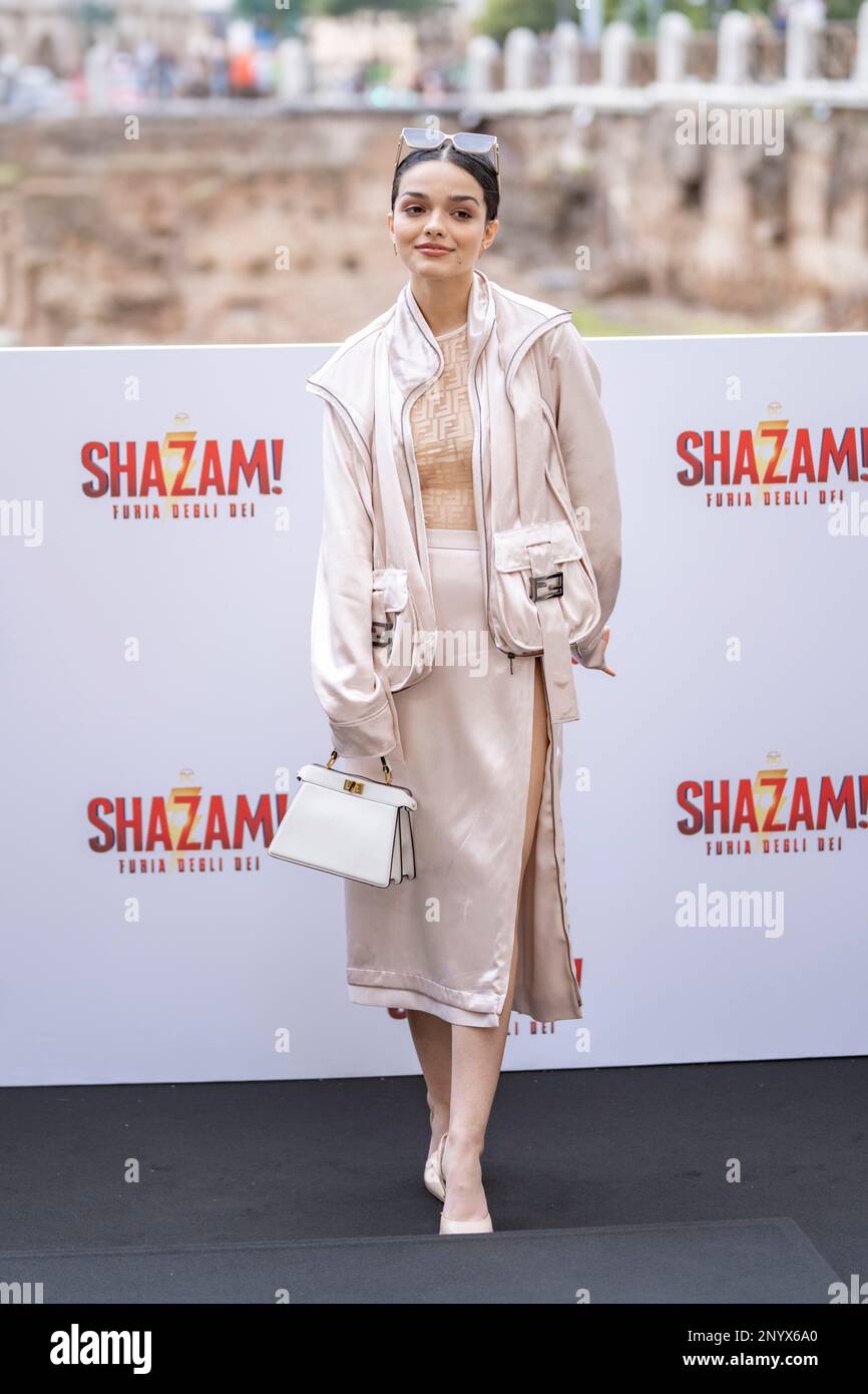 Rome, Italy, March 02, 2023 Rachel Zegler attends at the photocall for the movie "Shazam