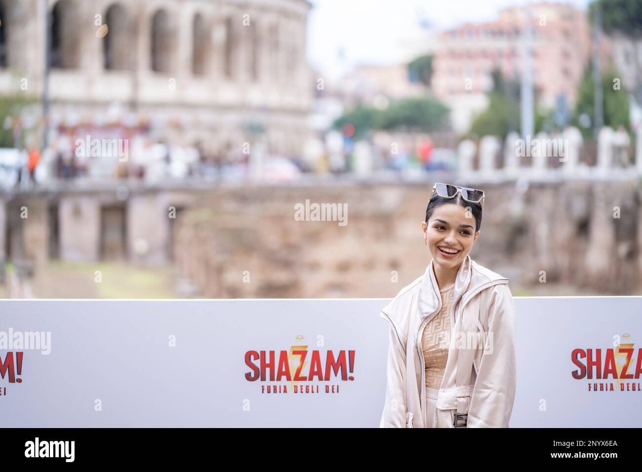 Rome, Italy, March 02, 2023 Rachel Zegler attends at the photocall for the movie "Shazam