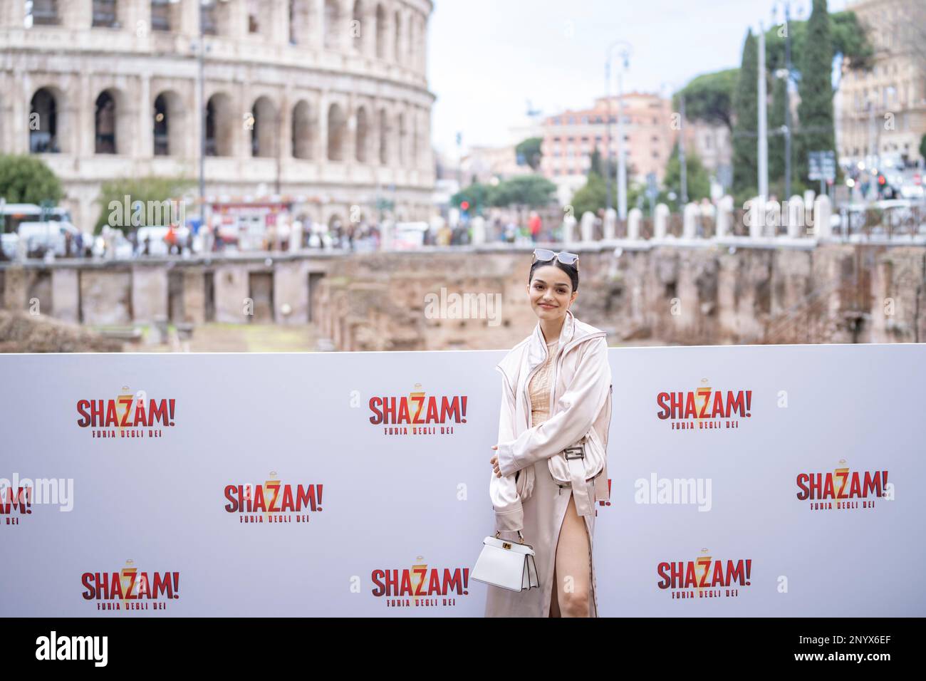 Rome, Italy, March 02, 2023 Rachel Zegler attends at the photocall for the movie "Shazam