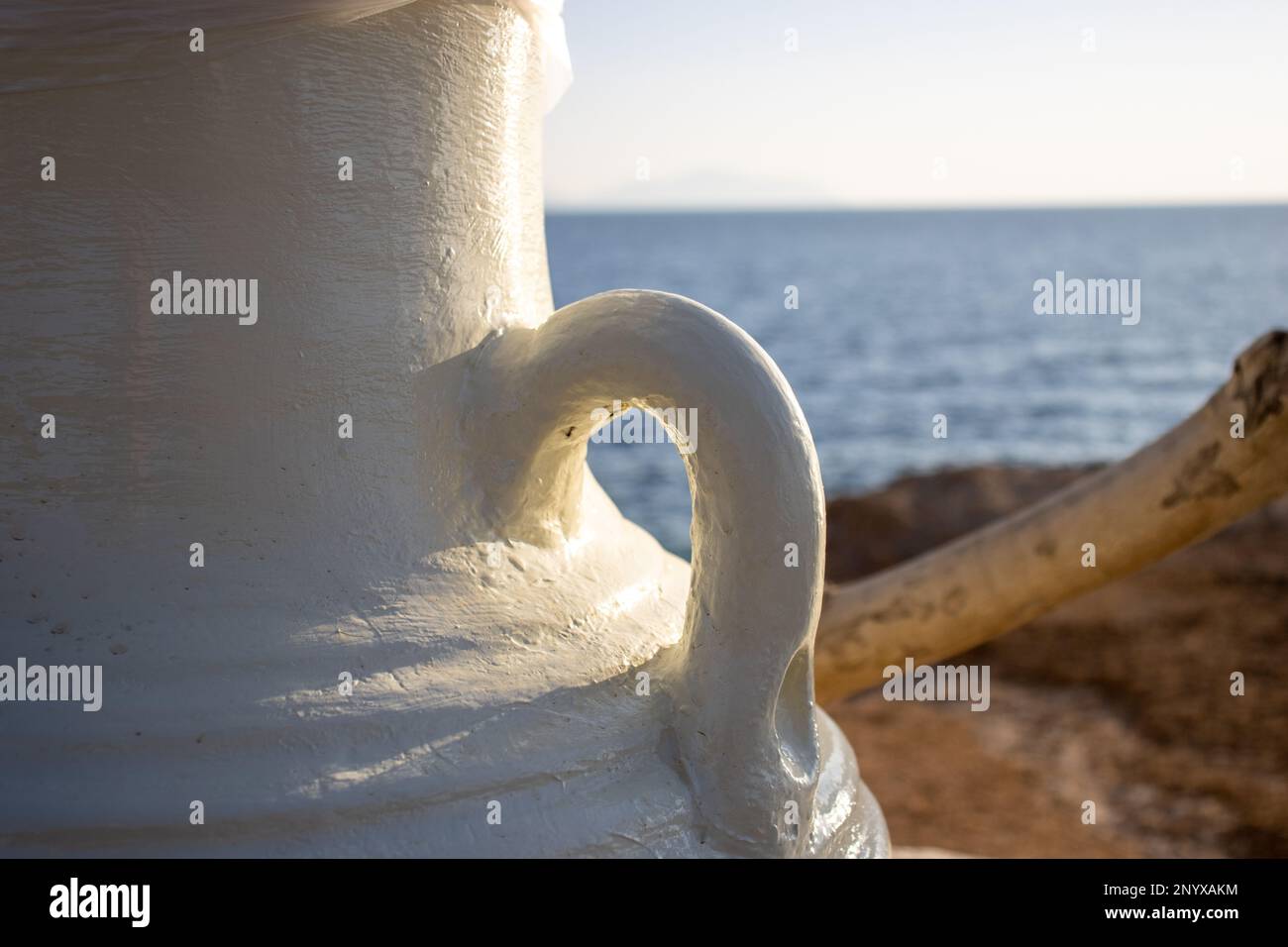 close up of a white of an Egyptian urn Stock Photo