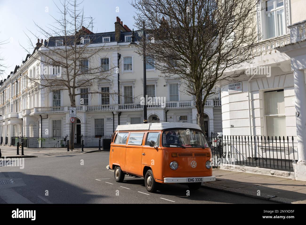 VW Mrk II Camper van parked on a residential street in Victoria, London, England, UK Stock Photo