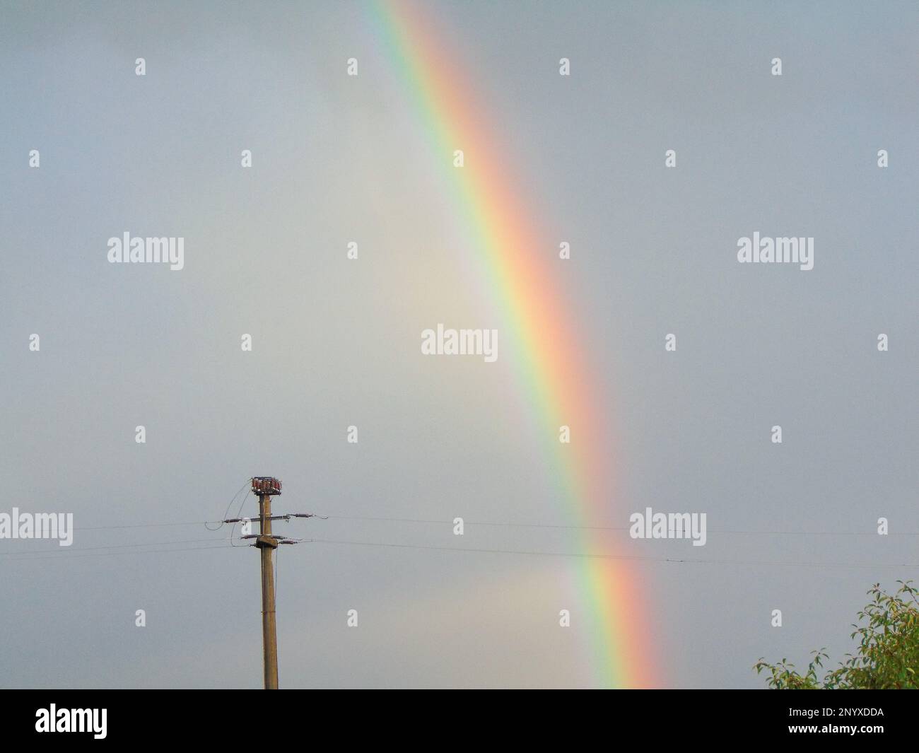 Natural rainbow after the rain in Maramures county, Romania Stock Photo ...