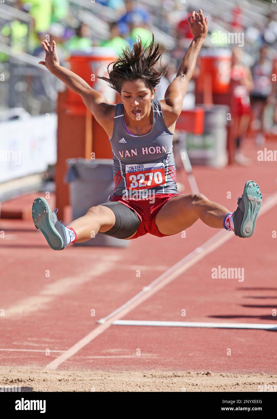 Van Horn's Renee Rivera competes in Class 2A girls' long jump at the