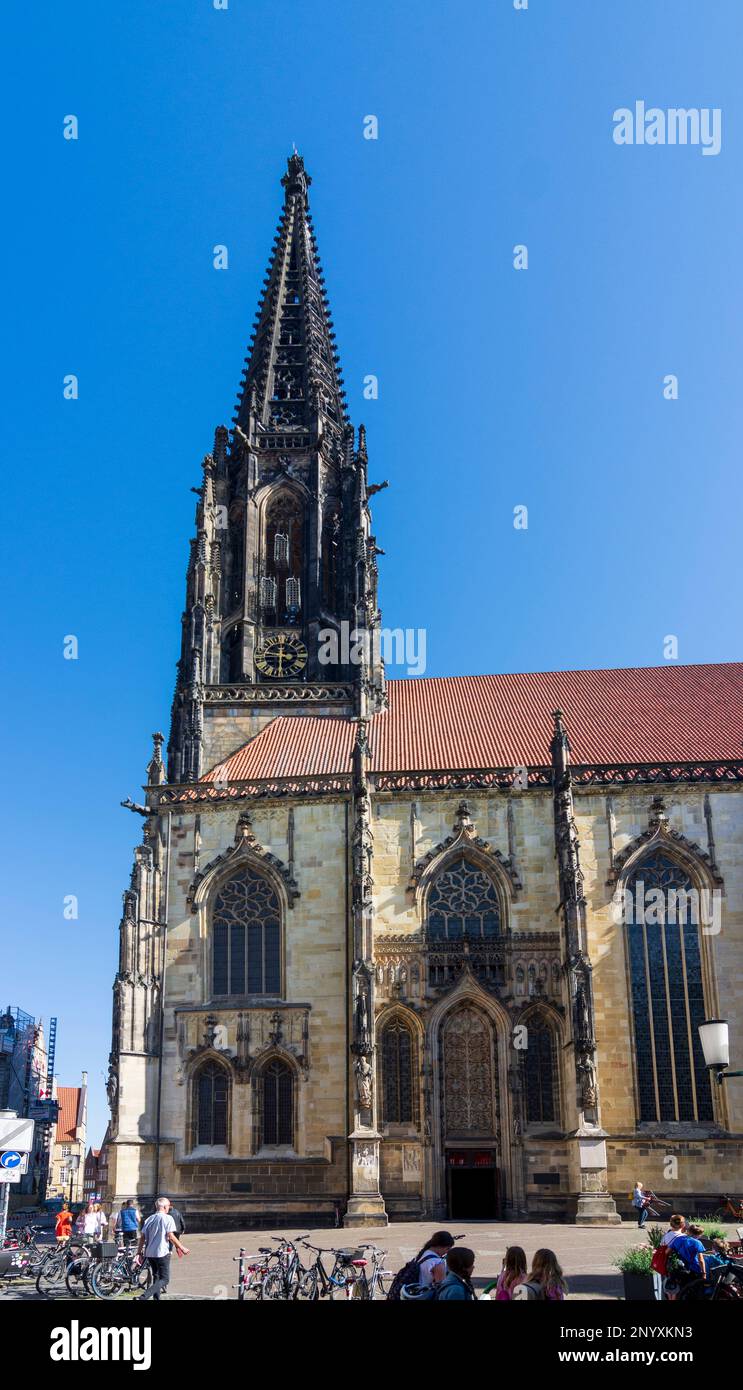Münster: church St. Lamberti in Münsterland, Nordrhein-Westfalen, North Rhine-Westphalia, Germany Stock Photo