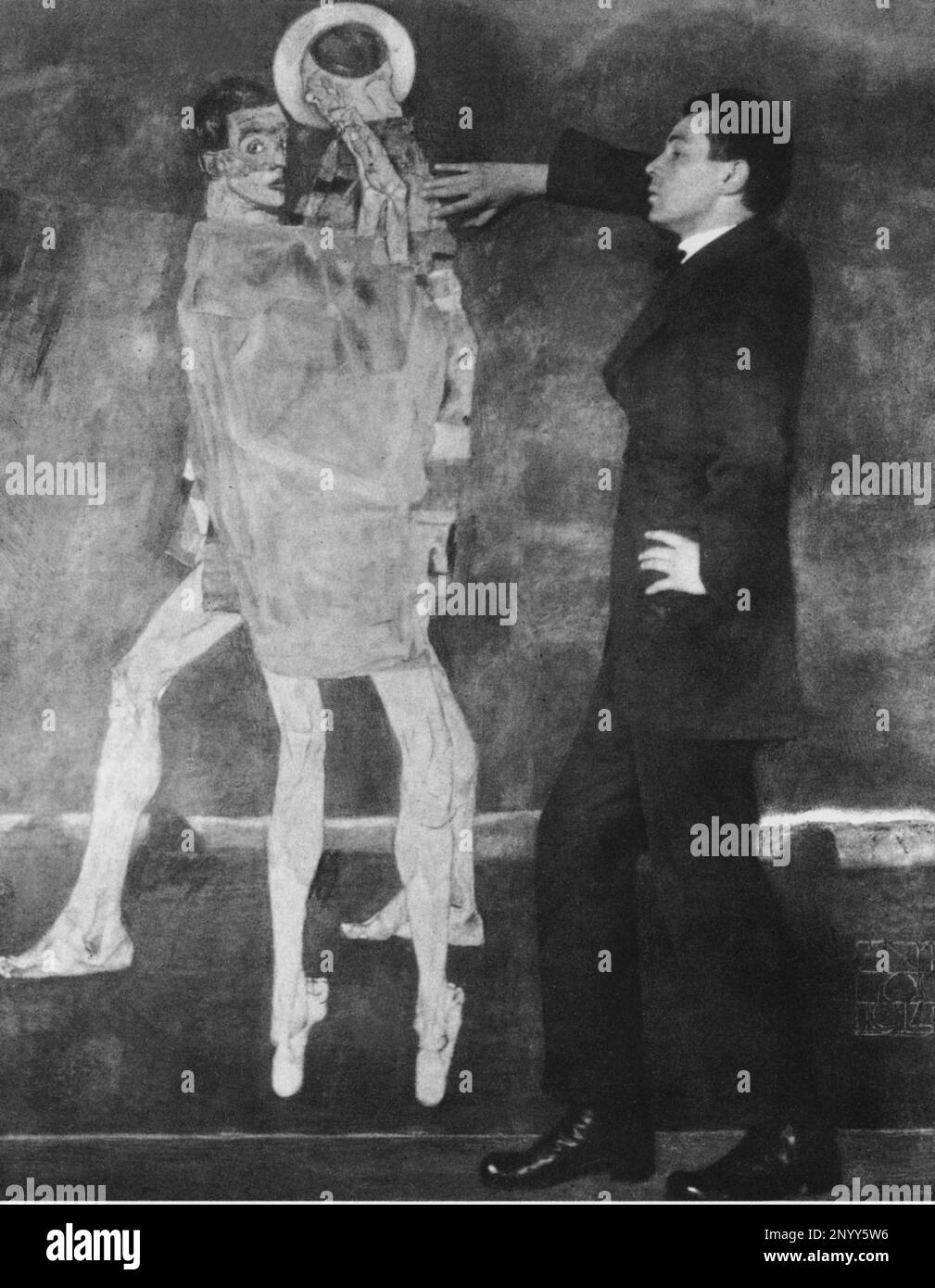 1914 : The expressionist austrian painter EGON SCHIELE ( Tulln 1890 - Wienn 1918 ) , photo by Anton Josef Trcka -  SECESSION - SECESSIONE VIENNESE - VISUAL ARTS - ARTI VISIVE - Arte - portrait - ritratto - profilo - profile  ----  Archivio GBB Stock Photo