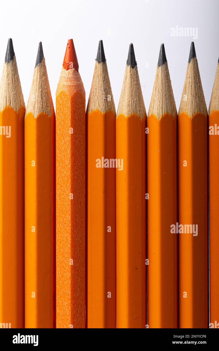 Orange Colored Pencil with Black Graphite Pencils and Orange Grip Stock