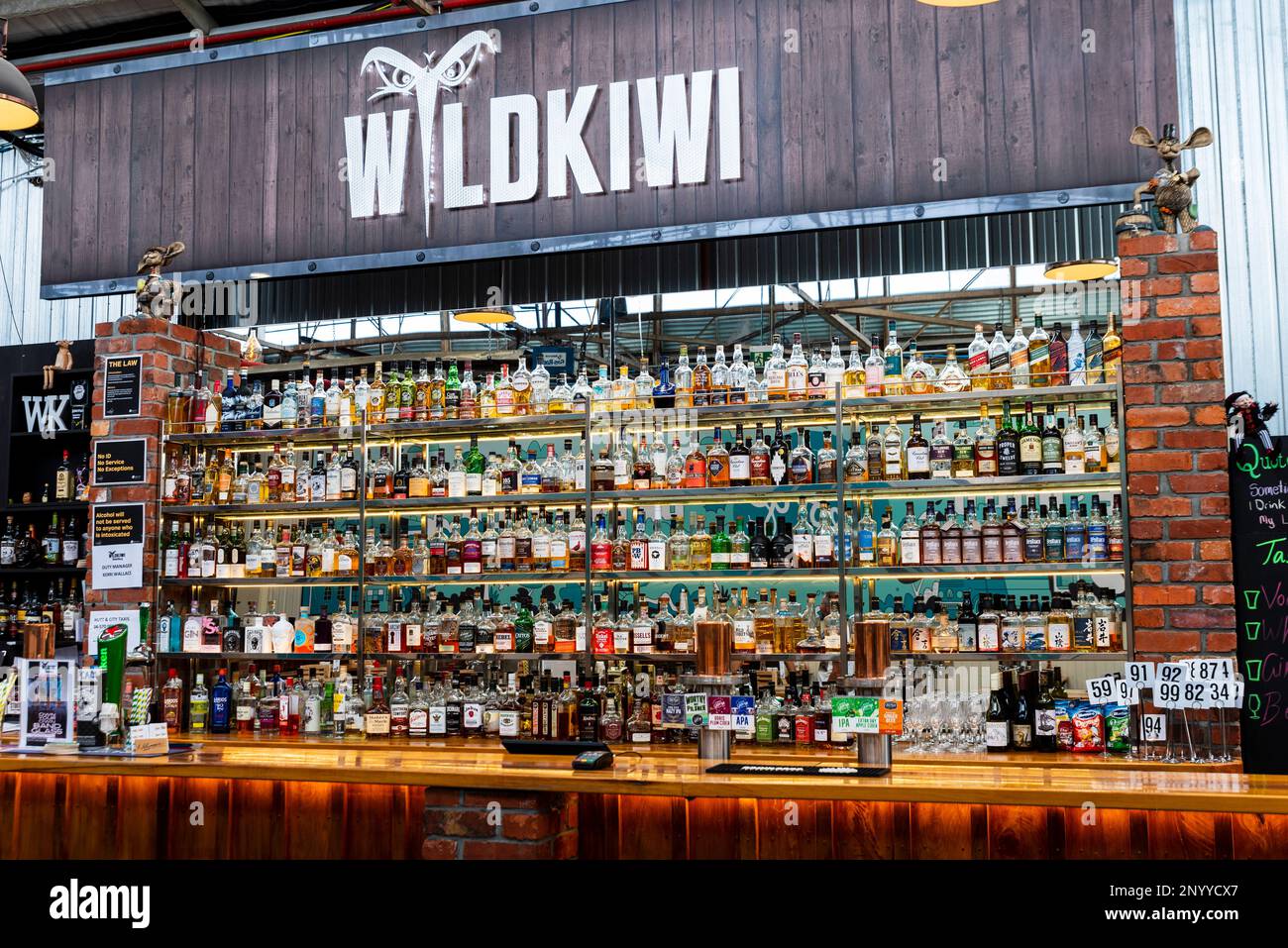 WildKiwi Distillery in Brewtown in Upper Hutt, New Zealand, a visitor attraction and business. Formerly Dunlop tyre factory site. Whisky distillery Stock Photo