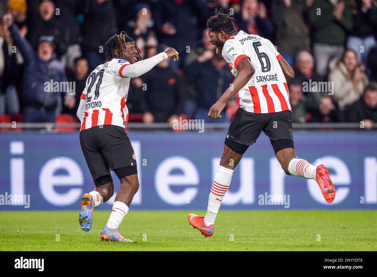 EINDHOVEN, NETHERLANDS MARCH 2 Ibrahim Sangare of PSV celebrating scoring his sides third