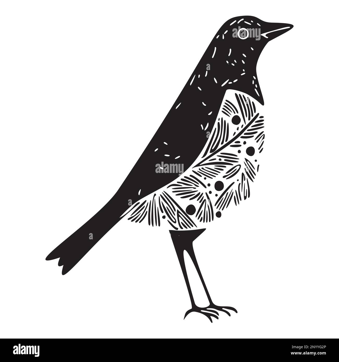 Cute bird vector icon. Low brow wildlife motif in scnadi style.  Stock Vector
