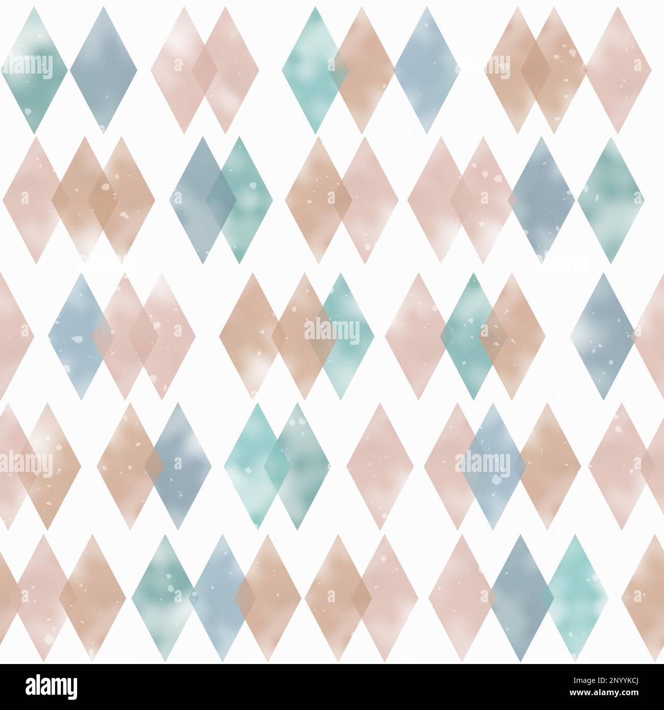 Vector Seamless Pastel Diamonds or Checkers Pattern, Retro and Watercolor Effect Stock Vector