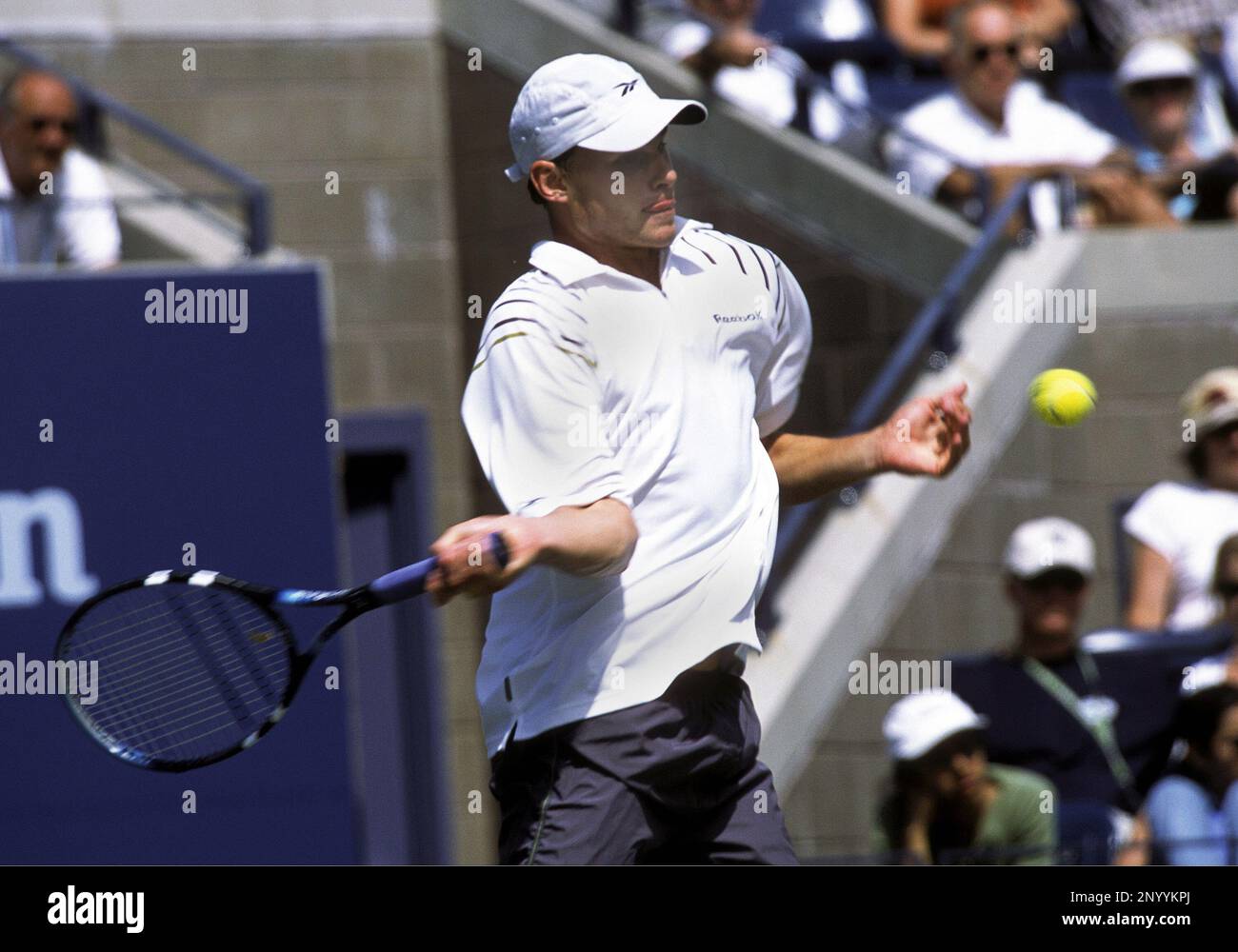 Andy Roddick sets to serve in the U.S. Open tennis tournament in ...