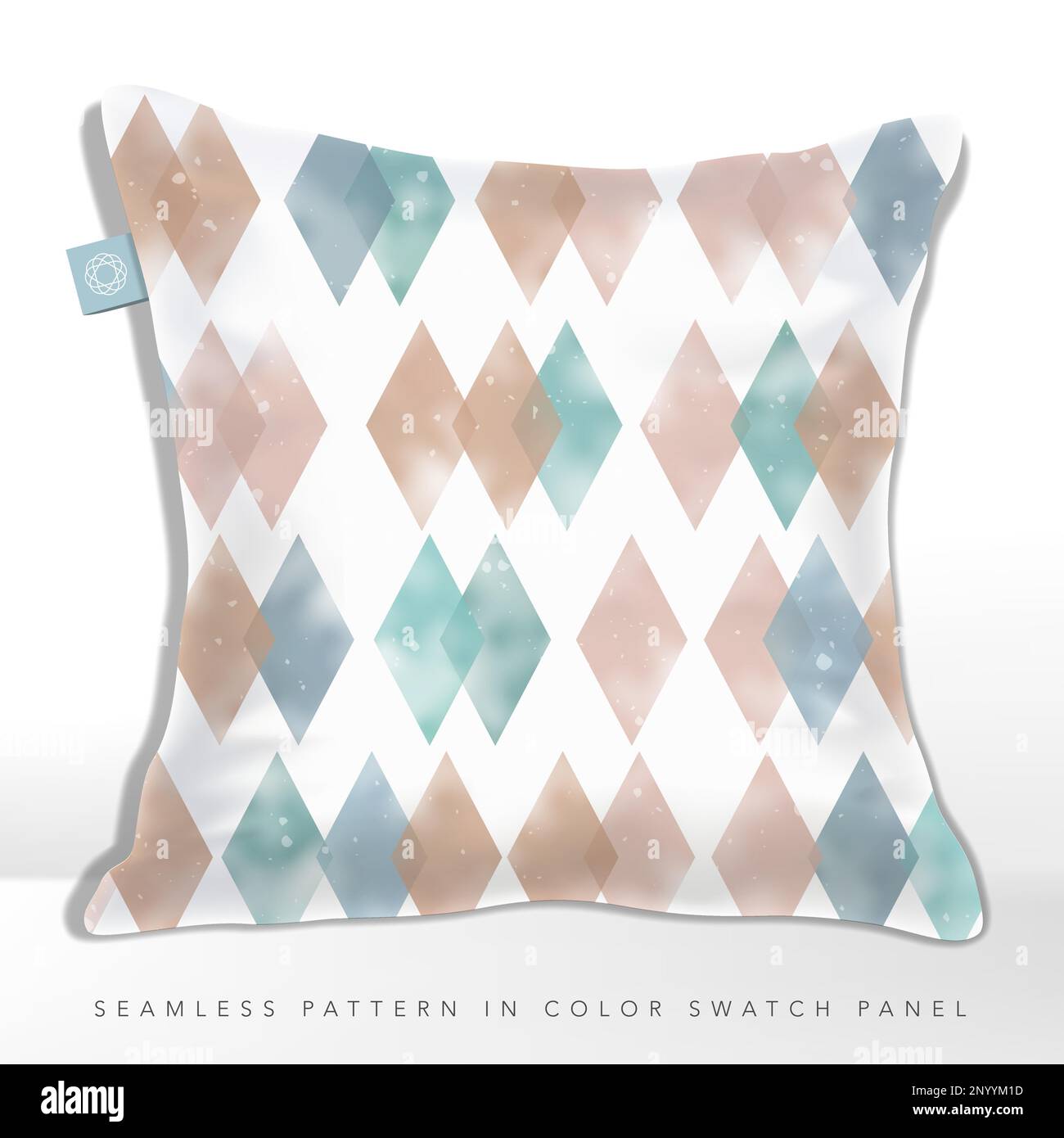 Vector Seamless Pastel Diamonds or Checkers Pattern, Retro and Watercolor Effect Stock Vector