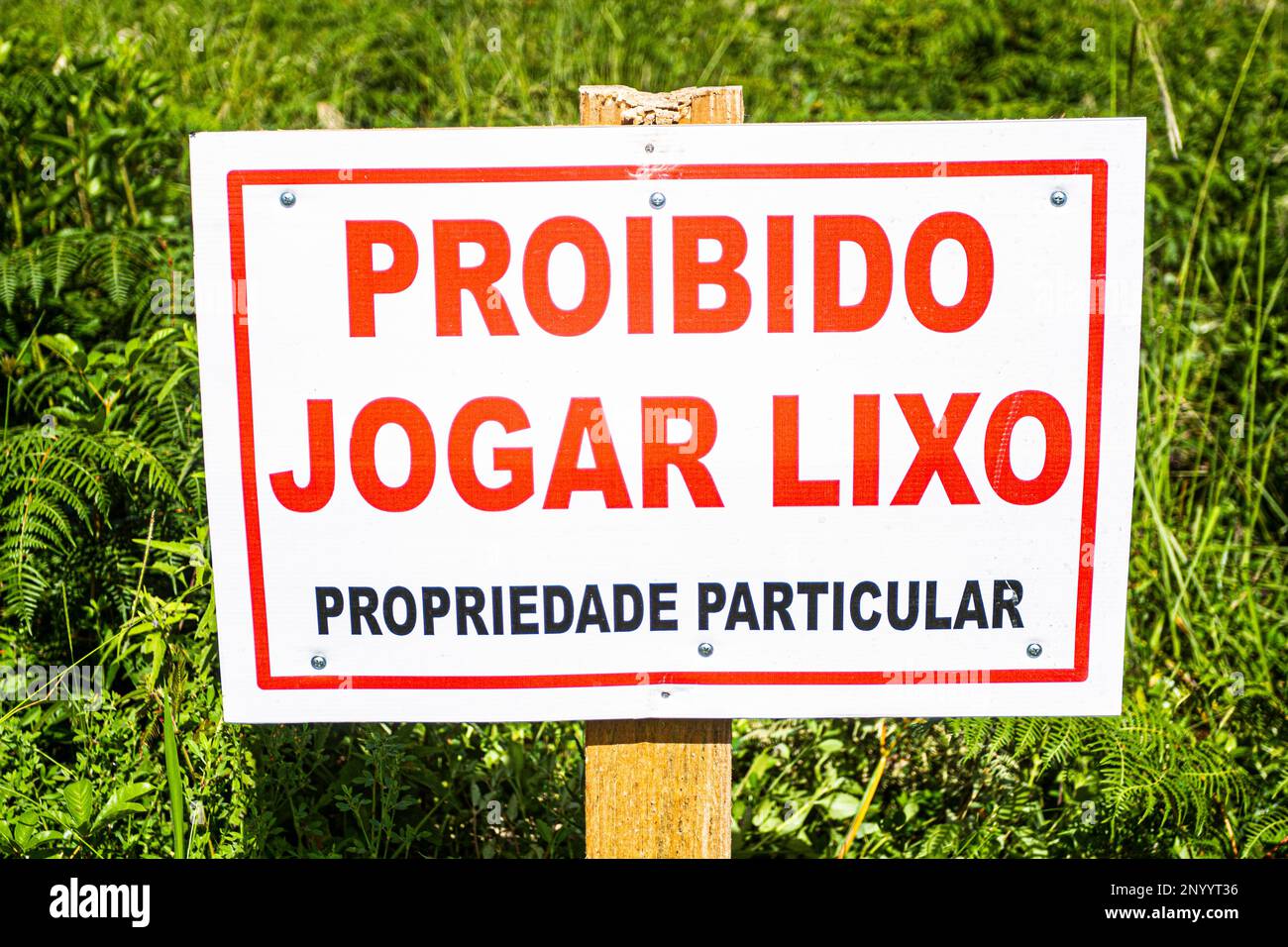No dumping sign. Florianopolis, Santa Catarina, Brazil. Stock Photo