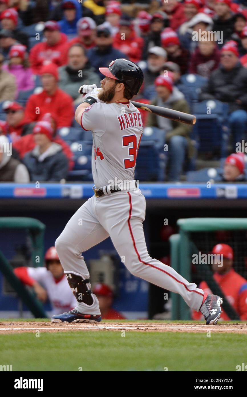 Washington Nationals outfielder Bryce Harper (34) hits a home run