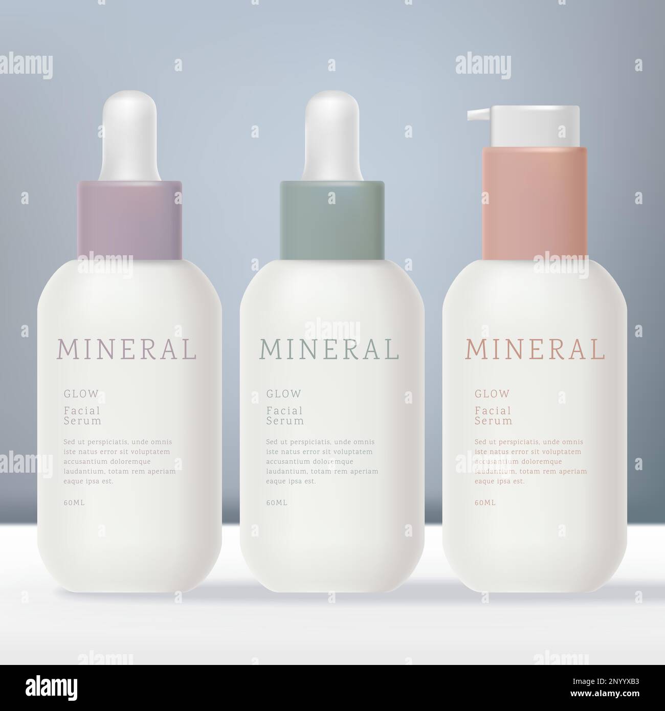 Vector Opaque Matte White Dropper Bottle and Mini Serum Pump or