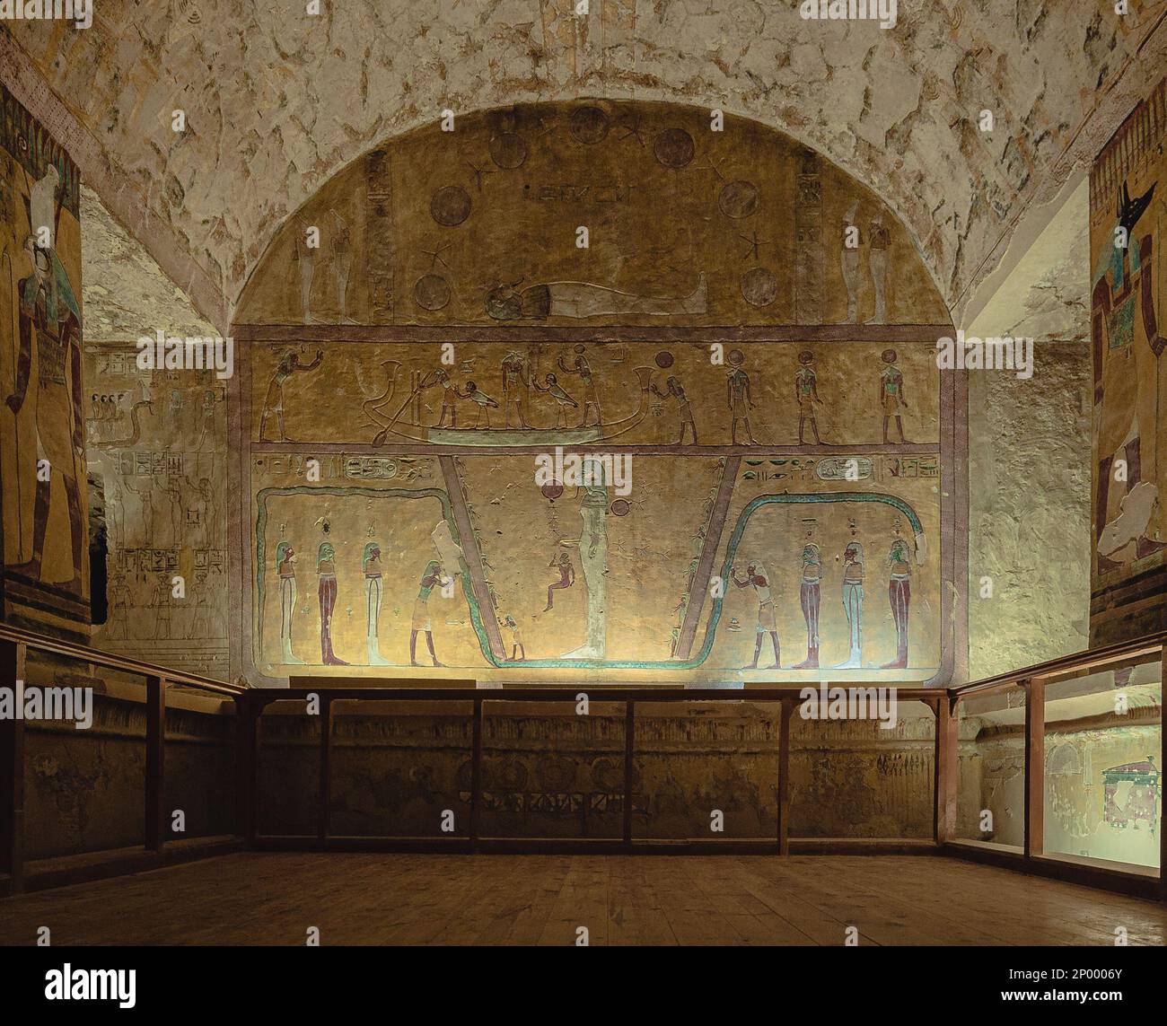 Valley of the Kings Tomb Illuminated Hieroglyphs in Luxor Egypt Stock