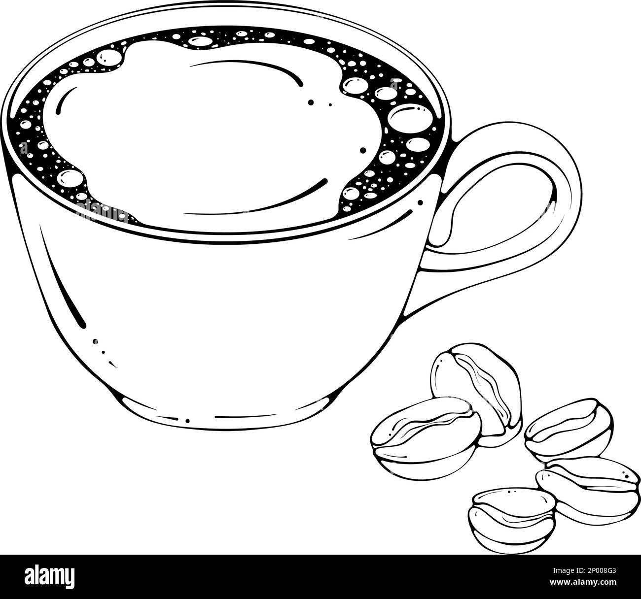 Cup of black coffee line art Stock Vector Image & Art Alamy