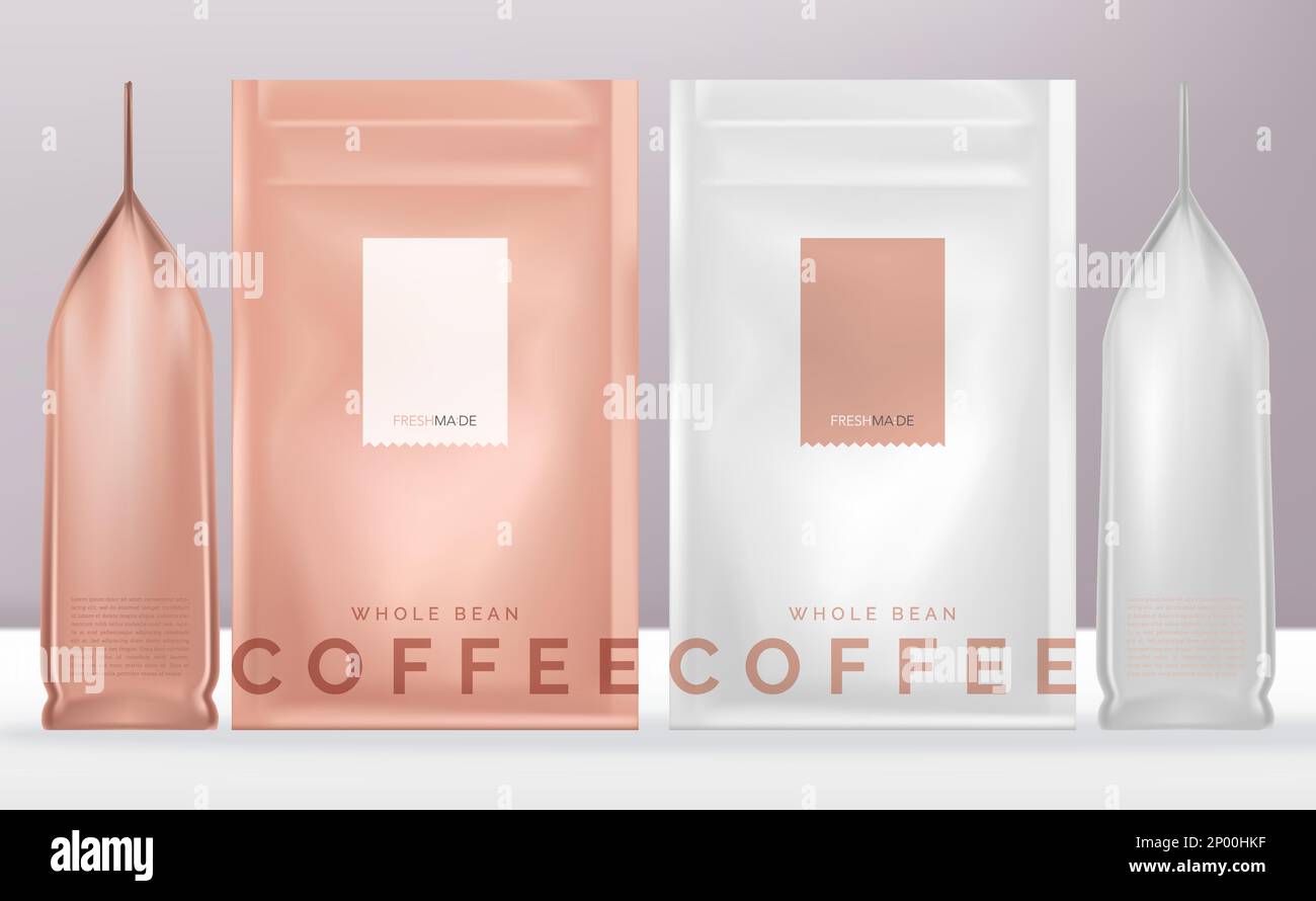 Vector Resealable Glossy Pink or White Product Sachet Pouch or Packet