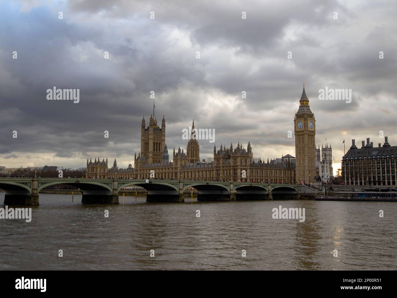 Grey skies over the Palace of Westminster in London, UK Stock Photo