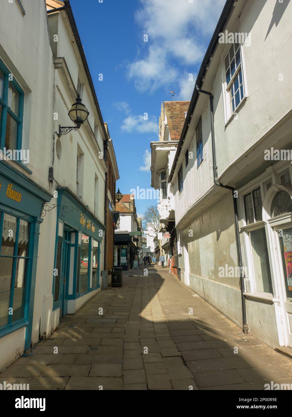 The narrow St Stephens Lane in the centre of Ipswich, Suffolk, UK Stock Photo