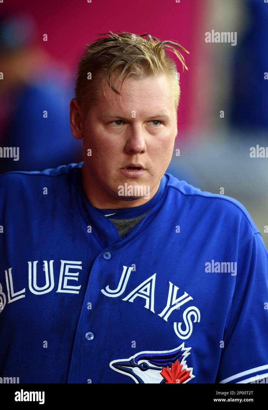 ANAHEIM, CA - APRIL 21: Toronto Blue Jays Shortstop Troy Tulowitzki (2) at  the end of the inning during an MLB game between the Toronto Blue Jays and  the Los Angeles Angels