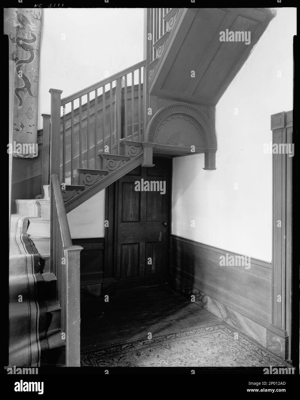 Cheek-Twitty House, Warrenton, Warren County, North Carolina. Carnegie Survey of the Architecture of the South. United States  North Carolina  Warren County  Warrenton, Hand railings, Stairways. Stock Photo