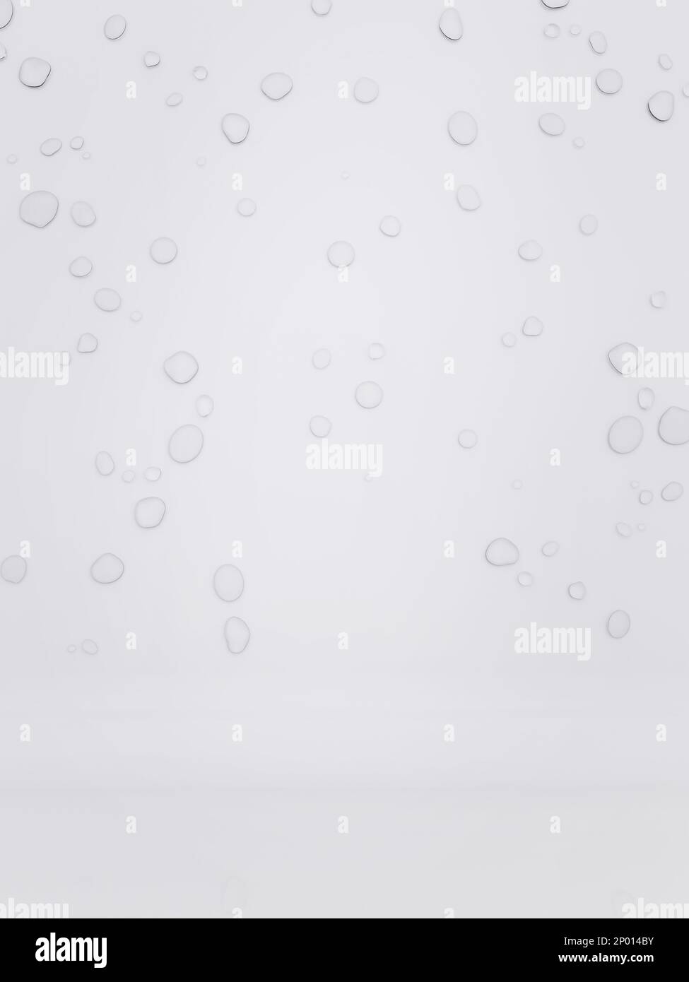 3D Rendering Studio Shot Pure White Waterdrops Background for Beauty, Skin Care, food and Beverage Advertising Product Display. Stock Photo