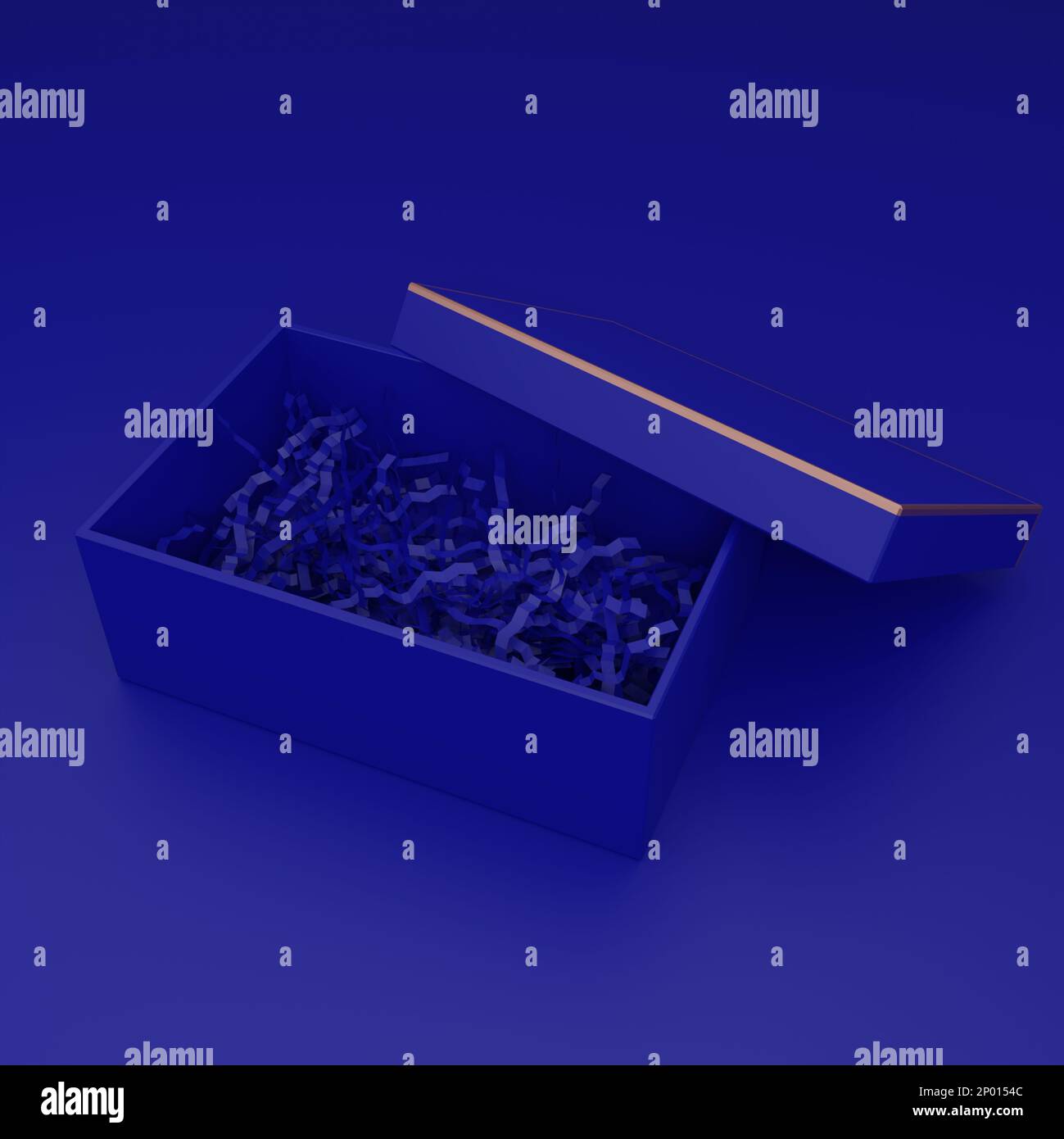 3D Rendering Festive Empty Blue Carton Packaging Box for Snack, Beauty, Skincare or Toiletries Product Display. Stock Photo