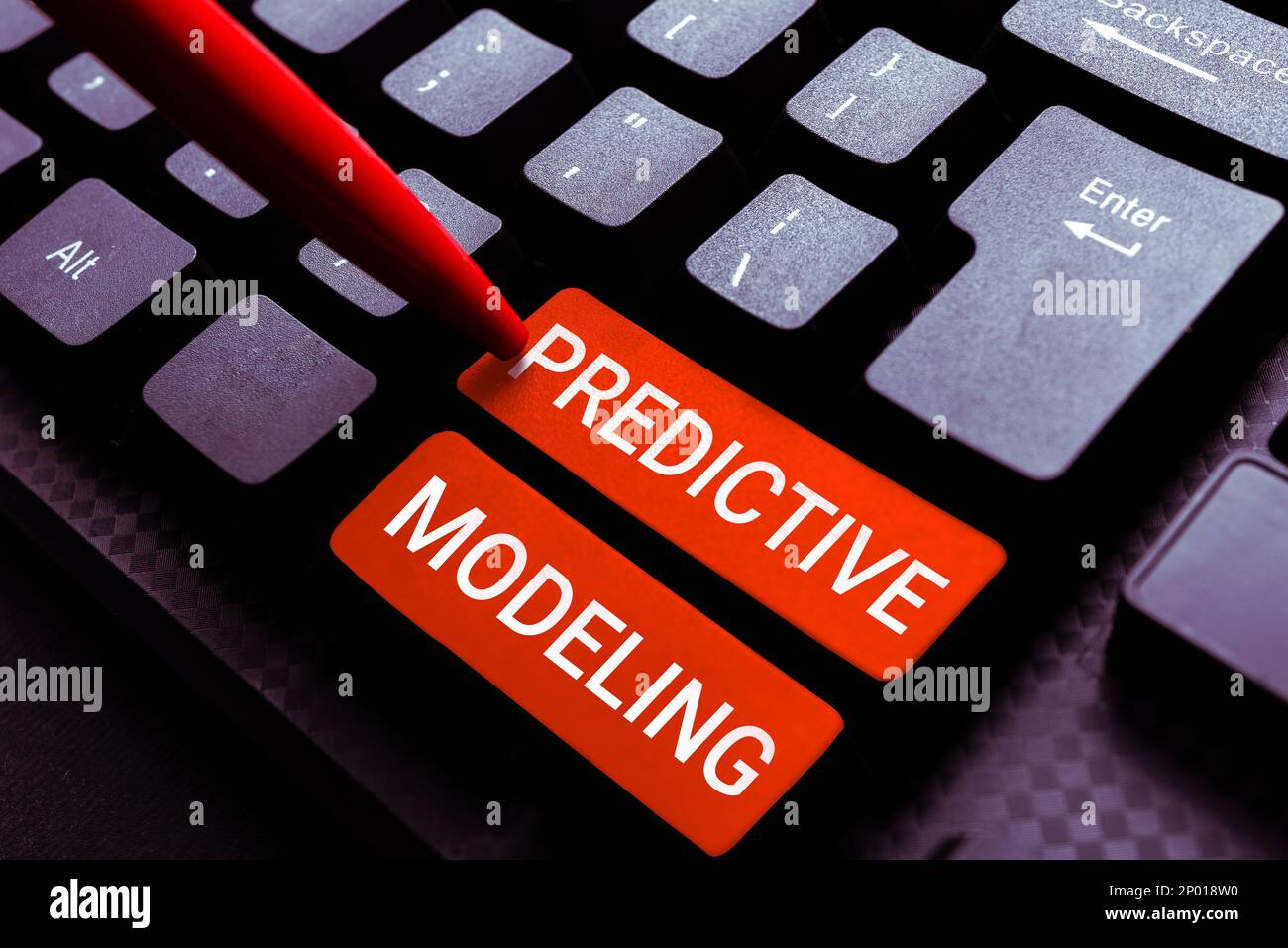Sign displaying Predictive Modeling. Word Written on maintenance strategy driven by predictive analytics Stock Photo