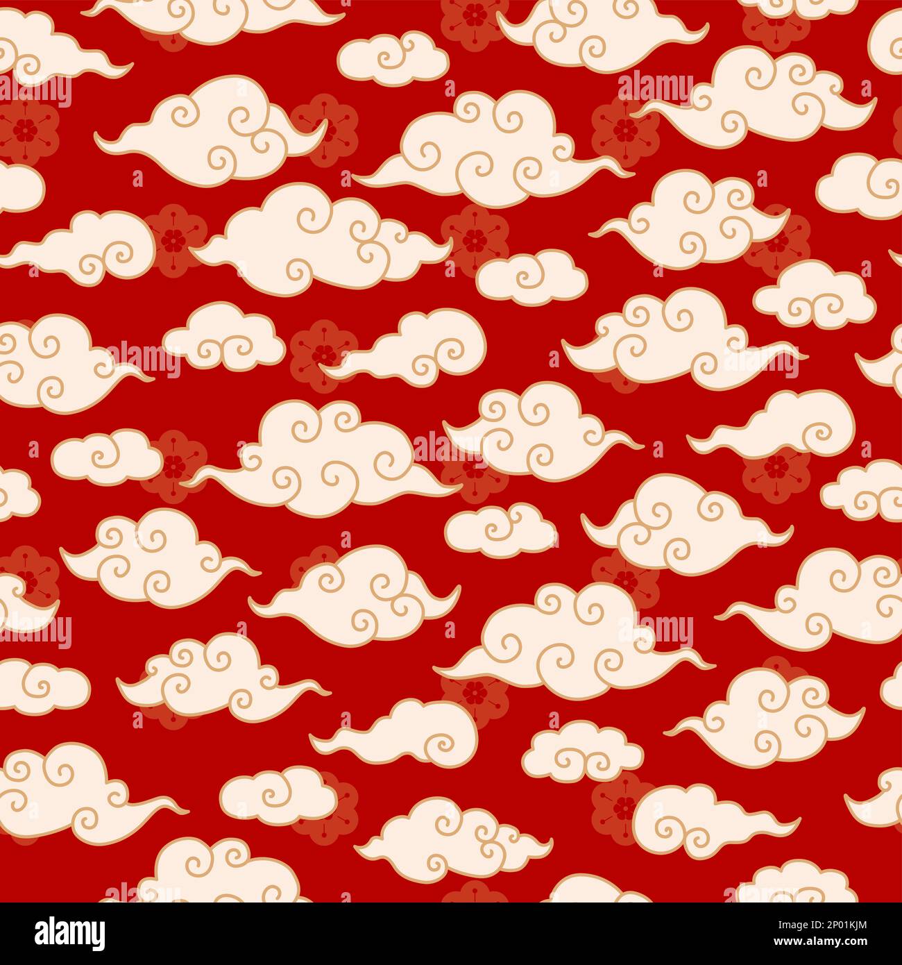 Vector Chinese, Korean or Japanese Traditional Line Drawing Cloud