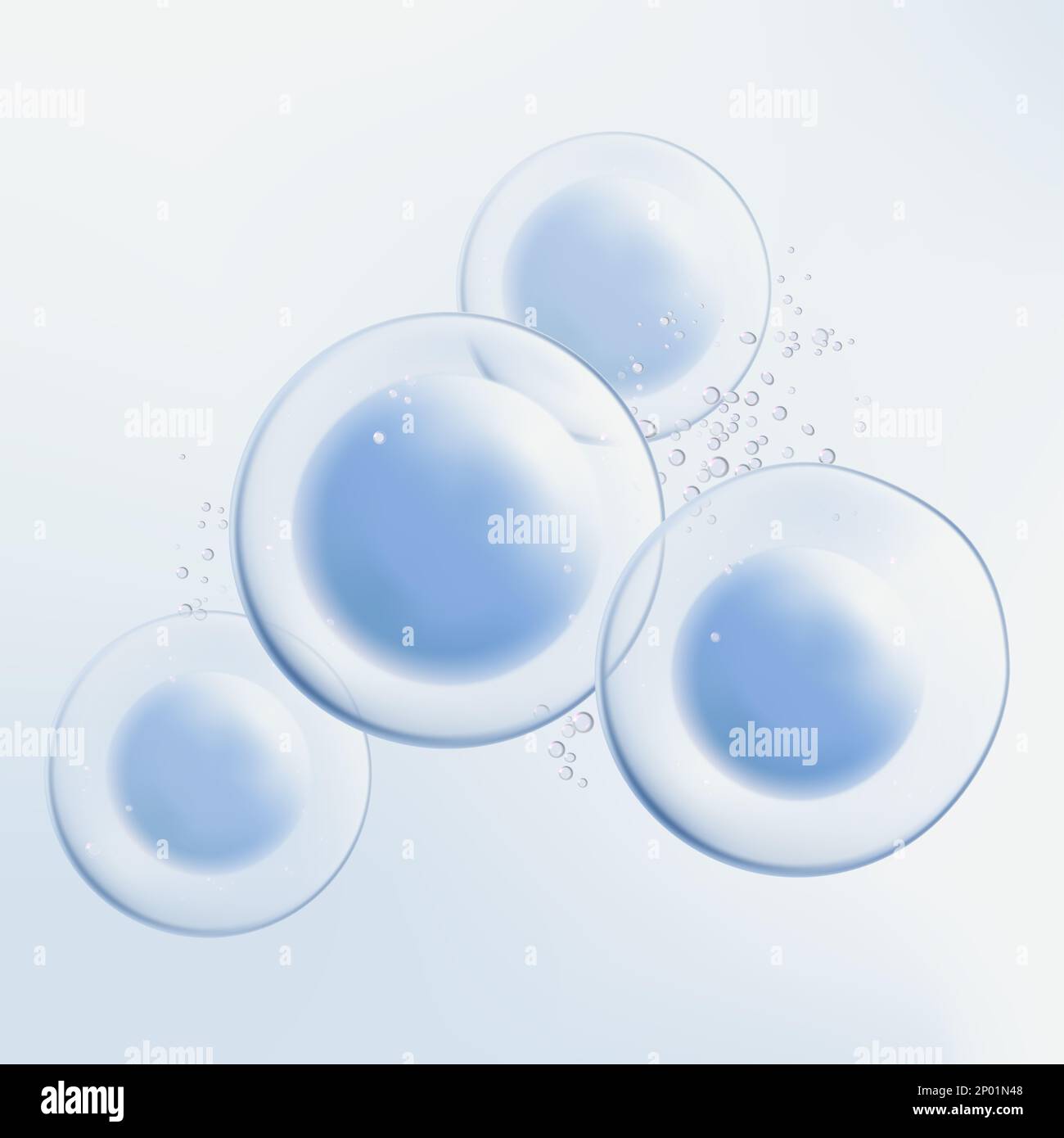Abstract Transparent Atom, Cell, Nutrition or Collagen Element 3D Illustration for Beauty and Healthcare Poster, Product Packaging, or Advertisement B Stock Photo