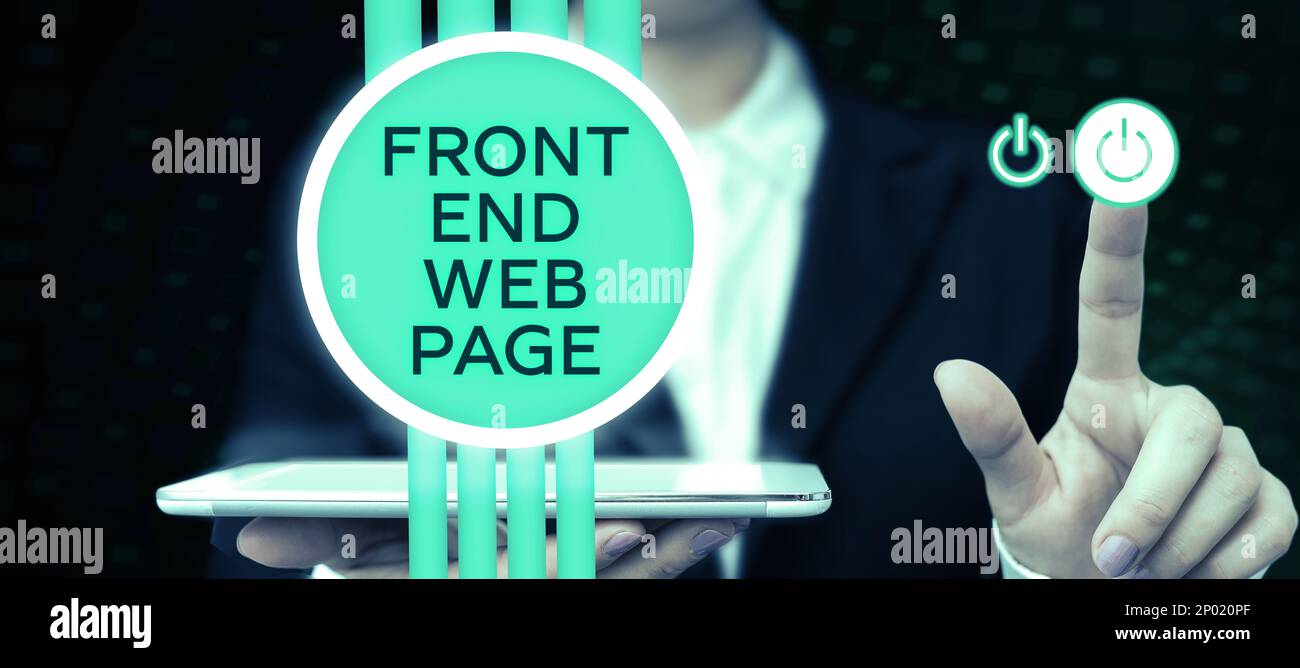 Writing displaying text Front End Web Page. Word Written on Altering data to graphical interface for user to view Stock Photo