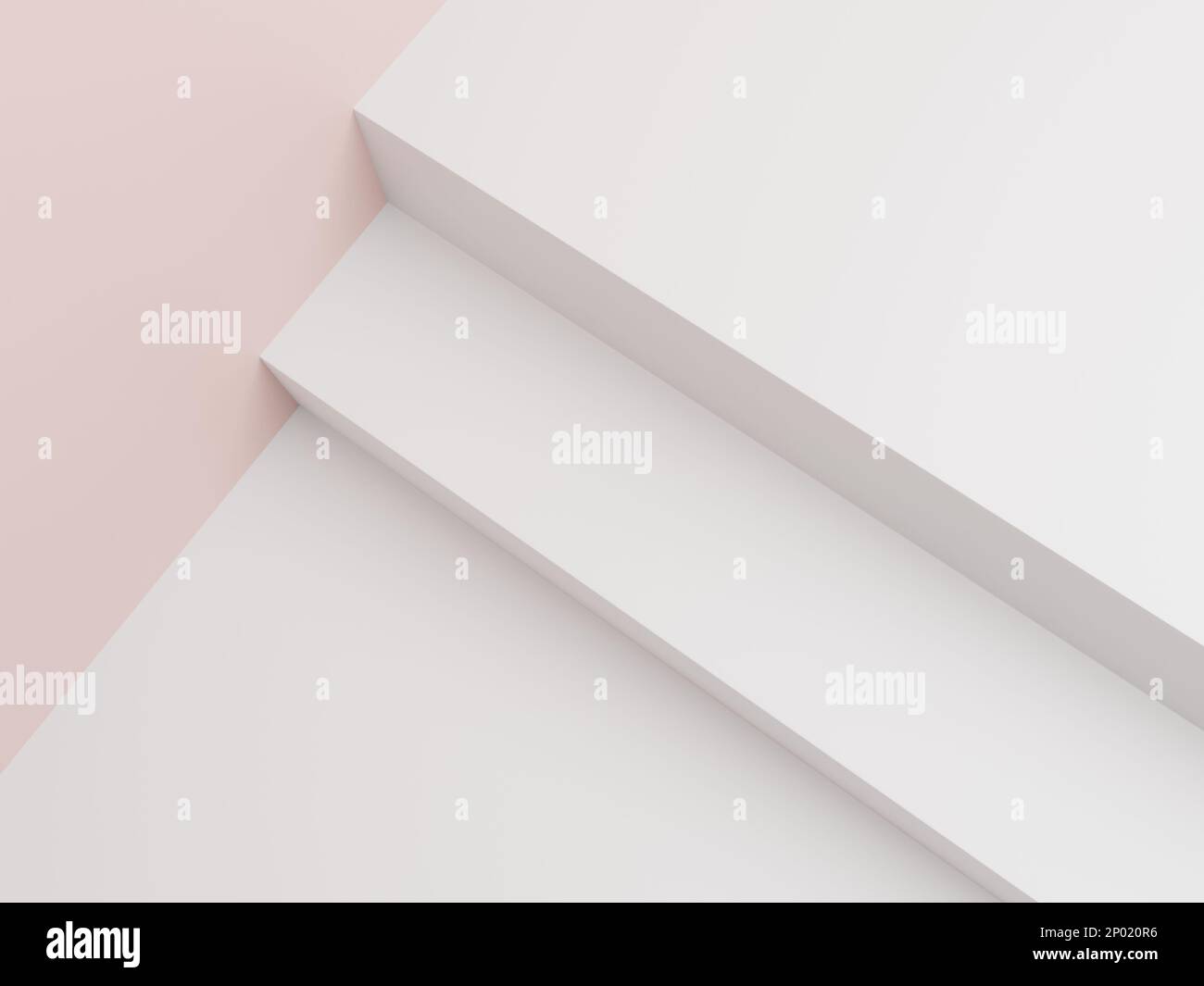 3D Rendering Pastel Color Studio Shot Product Display Background with Geometric Blocks or Staircase for Beauty, Cosmetics or Skin Care Product Display Stock Photo