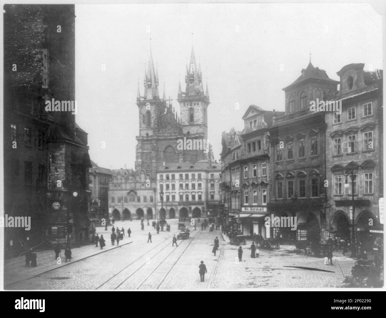 Czeckoslovakia - Prague - old town square with Tyn Ch.. Title and other ...
