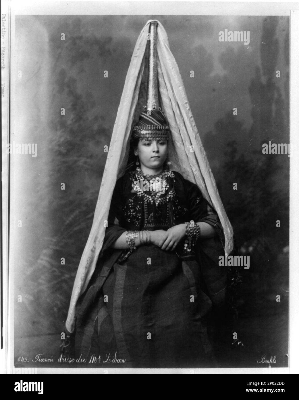 Syria. Druse bride of Mt. Lebanon. Photo by Bonfils, Title and other ...
