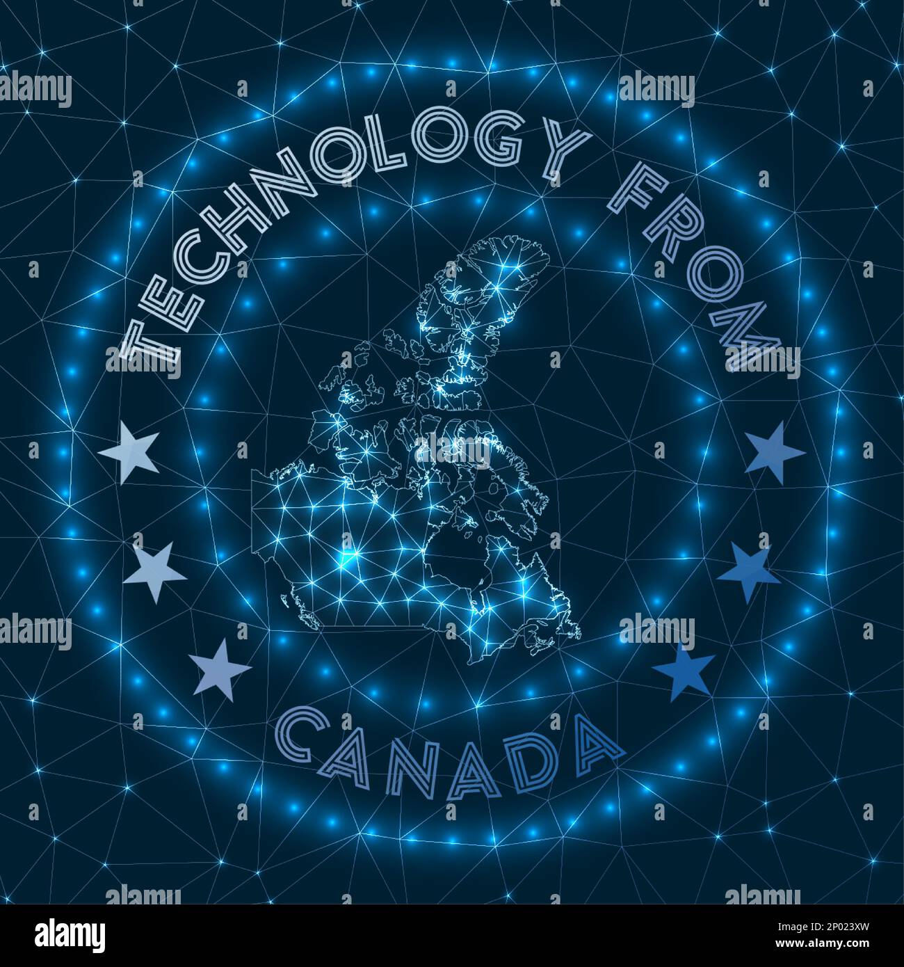 Technology From Canada. Futuristic geometric badge of the country. Technological concept. Round Canada logo. Vector illustration. Stock Vector
