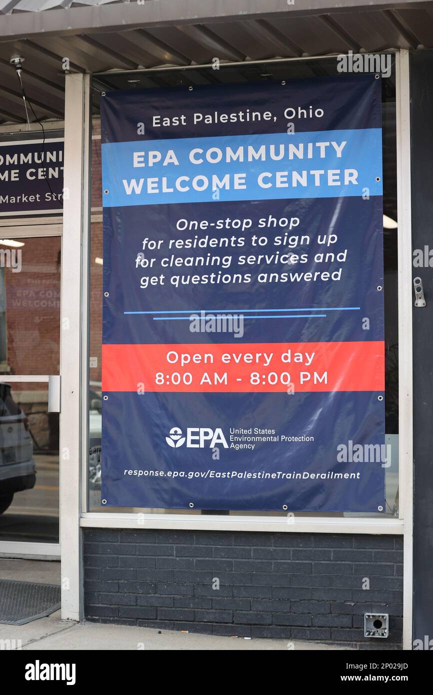 East Palestine, OH, USA. 2nd Mar, 2023. View of East Palestine weeks