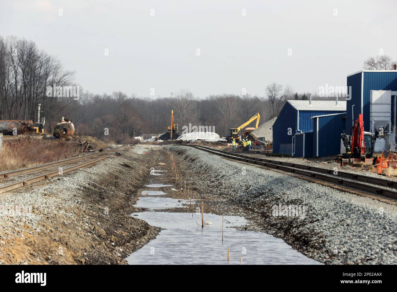 East Palestine, OH, USA. 2nd Mar, 2023. View of water being filtered
