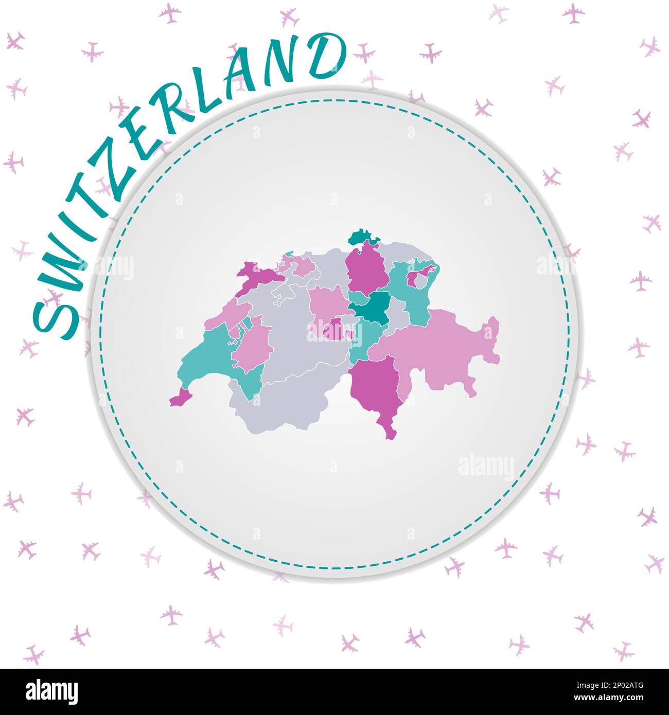 Switzerland map design. Map of the country with regions in emerald