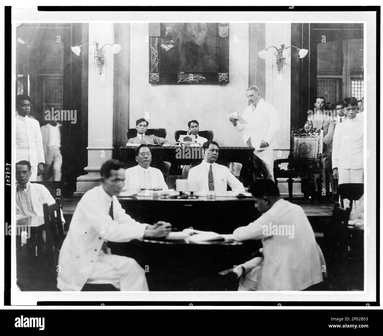 Philippine Islands General Leonard Wood reading his message before