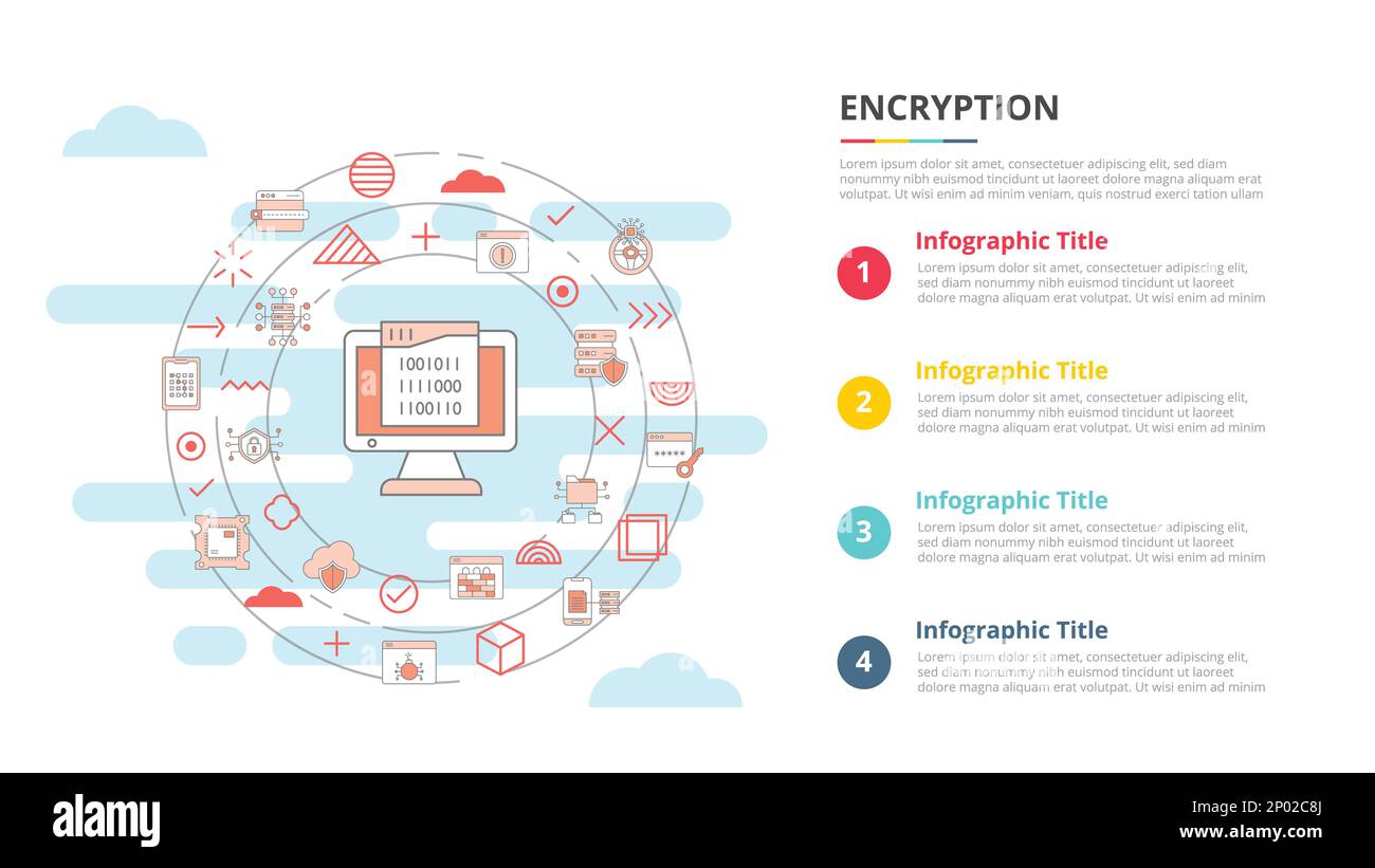 encryption concept for infographic template banner with four point list information vector Stock Photo