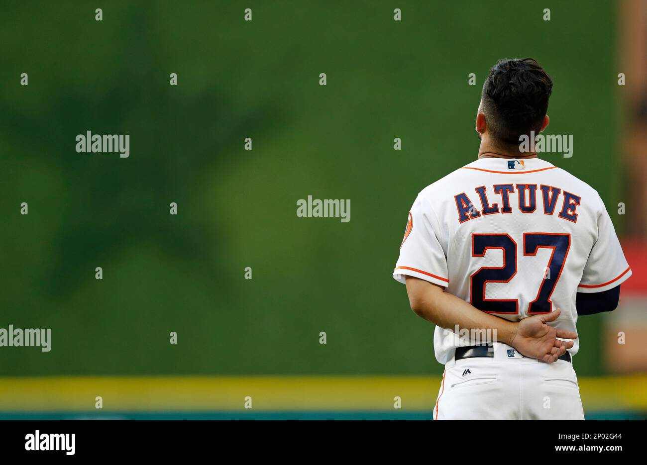 Houston Astros second baseman Jose Altuve (27) looks on during the
