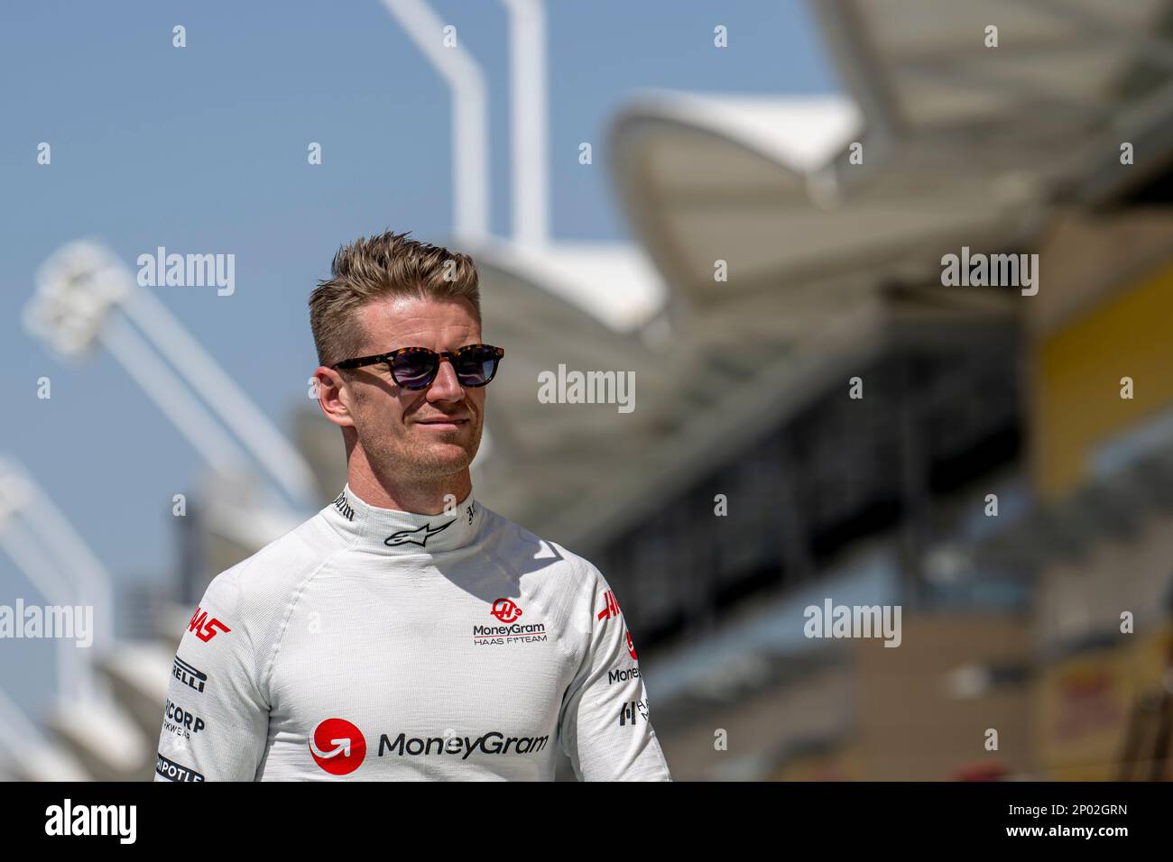 Sakhir, Bahrain, March 02, Nico Hulkenberg, from Germany competes for Haas F1. The build up, round 1 of the 2023 Formula 1 championship. Credit: Michael Potts/Alamy Live News Stock Photo