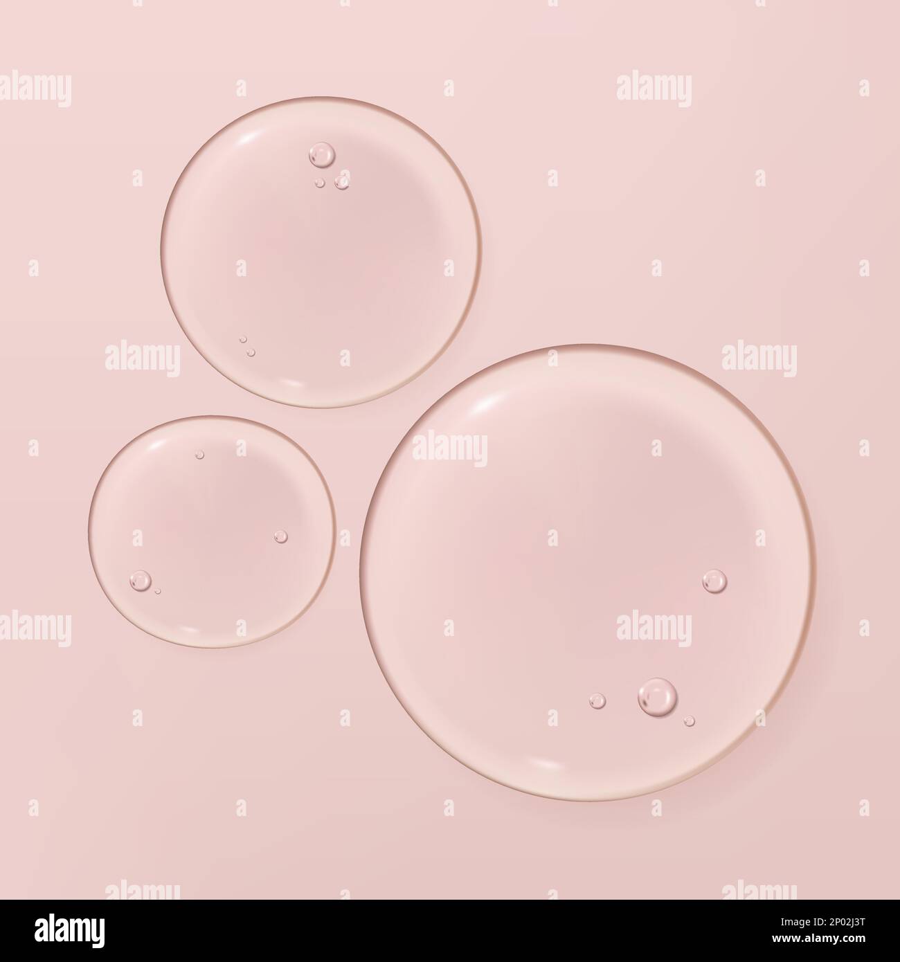 Vector Realistic Water Drops or Beauty and Cosmetics Clear Gel Element 3D Illustration in Pink for Poster, Book Cover or Advertisement Background. Stock Vector