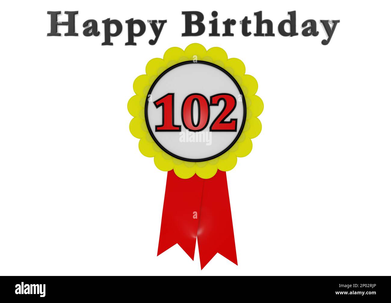 a golden button with a red number and the lettering Happy Birthday Stock Photo