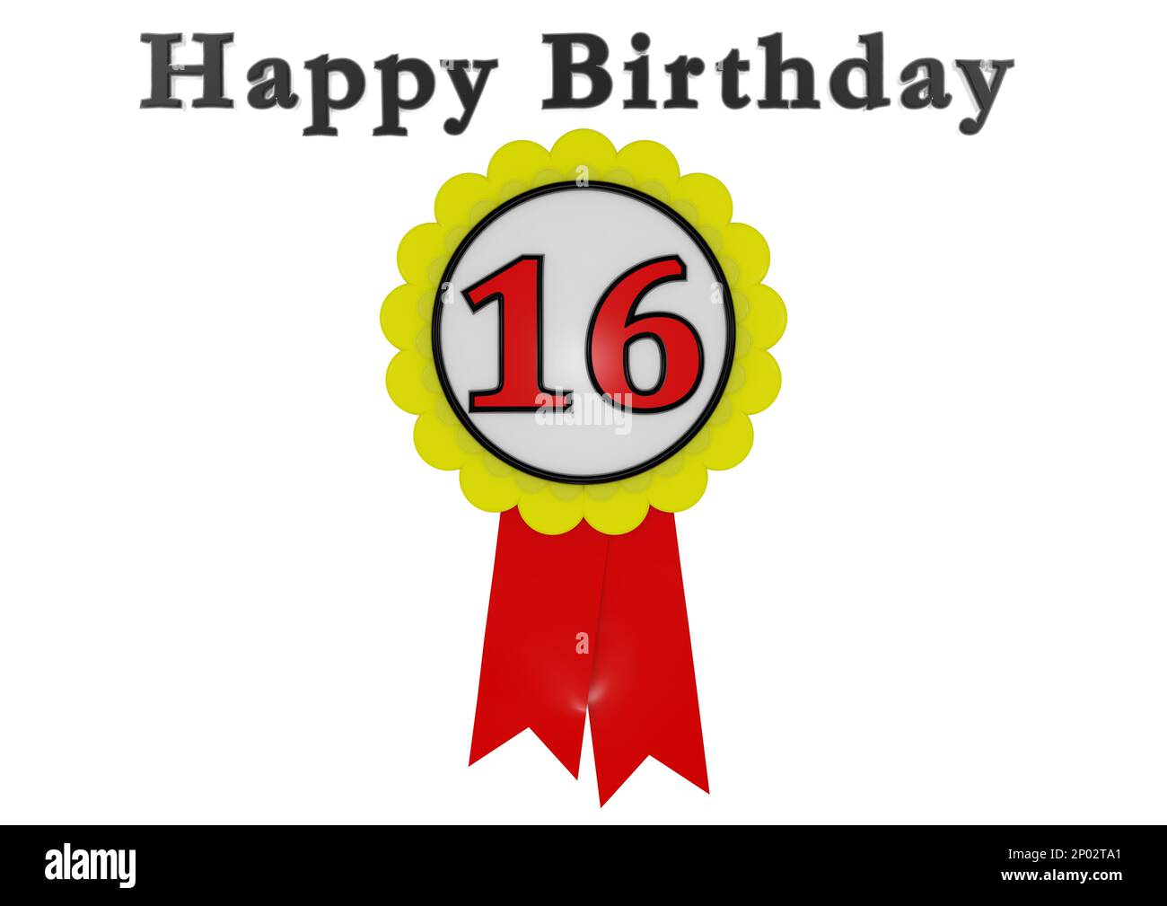 a golden button with a red number and the lettering Happy Birthday Stock Photo